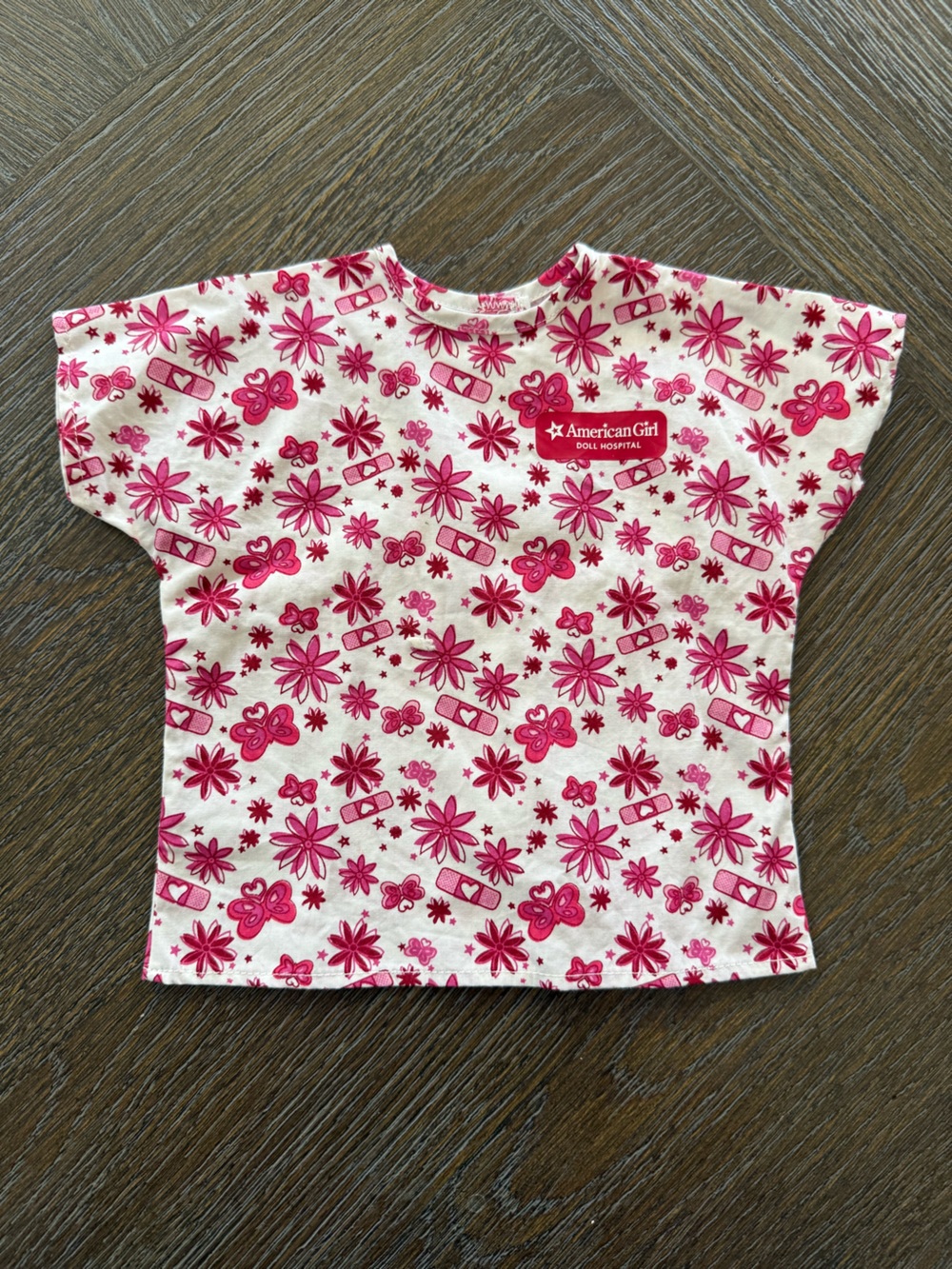 Authentic American Girl Doll Hospital Gown - Pink & White Pattern